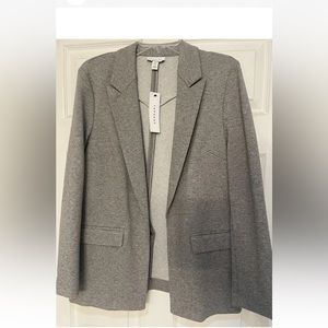 NWT Topshop Blazer Gray Beige Marled Open Front Size 8 US
